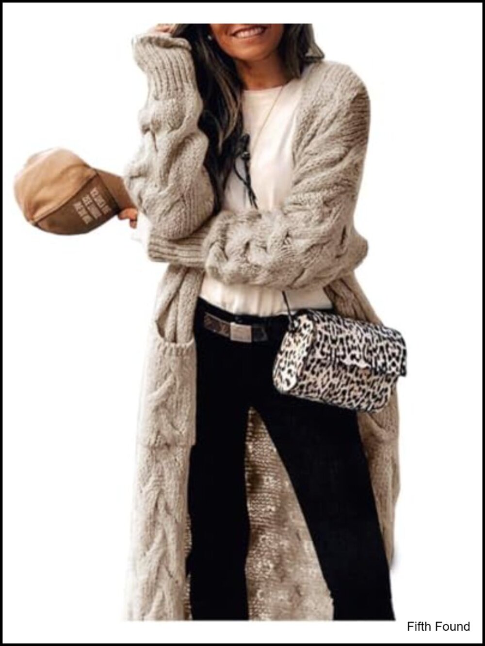 Cable Knit Long Cardigan Sweater Open Front Chunky Knit Coat Acrylic